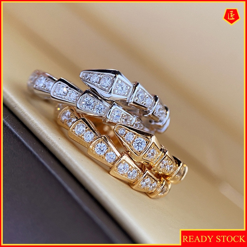 [Ready Stock]Light Luxury Full Diamond Niche Design Ring for Women