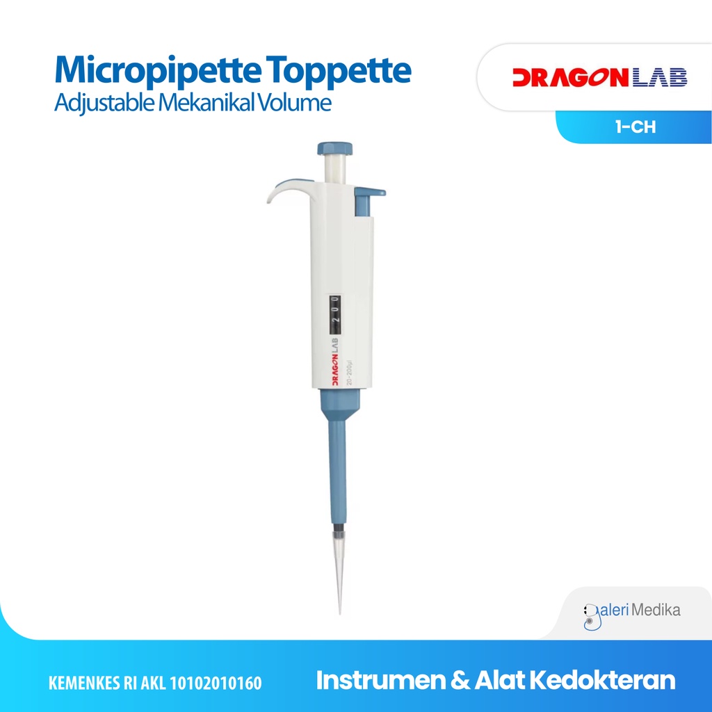 DRAGONLAB Micropipette Toppette Adjustable Mekanikal Volume