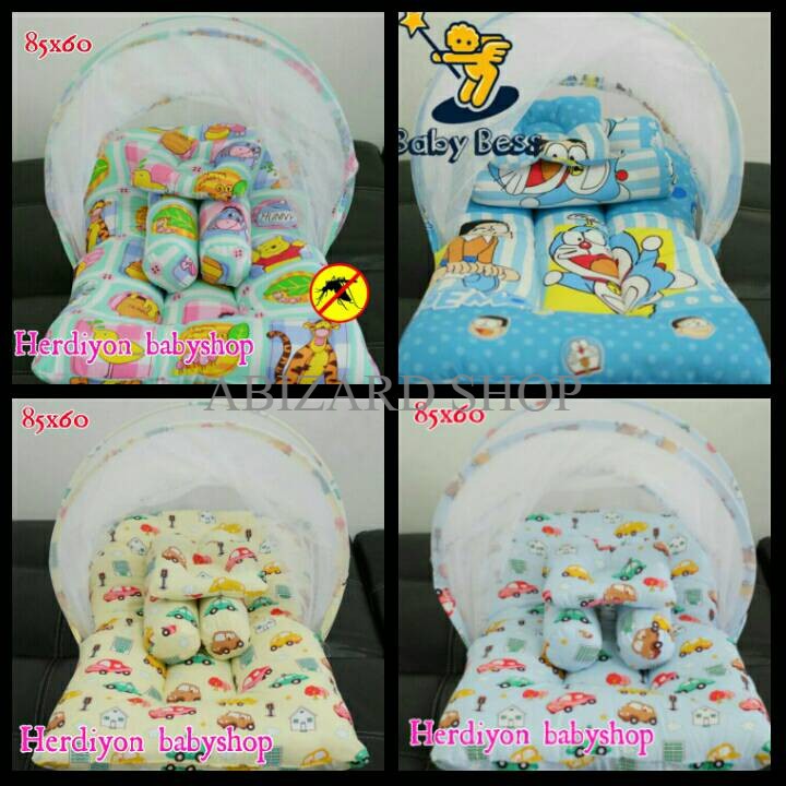 kasur bayi kelambu lipat/karakter mobil/selimut bantal guling