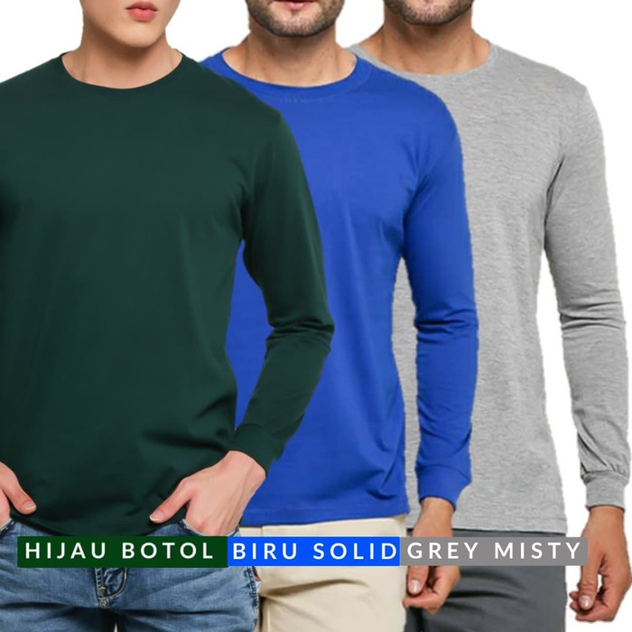 Kaos Polos Panjang Lengan ( RIB/KARET) 100% Cotton Combed 30S Pria