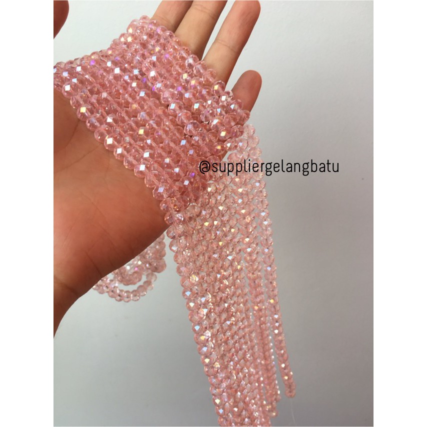 Crystal Ceko Doff 8mm PINK BENING aksesoris beads manik quartz kuarsa bahan gelang kalung olshop