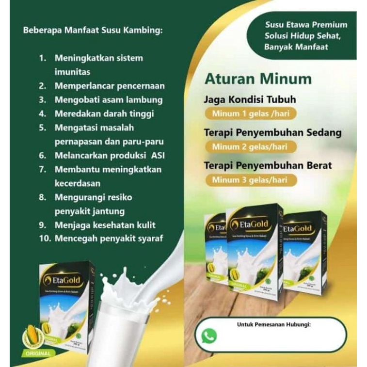 

ETAGOLD Susu kambing Etawa tanpa pengawet dan pewarna untuk sesak nafas napas asma
