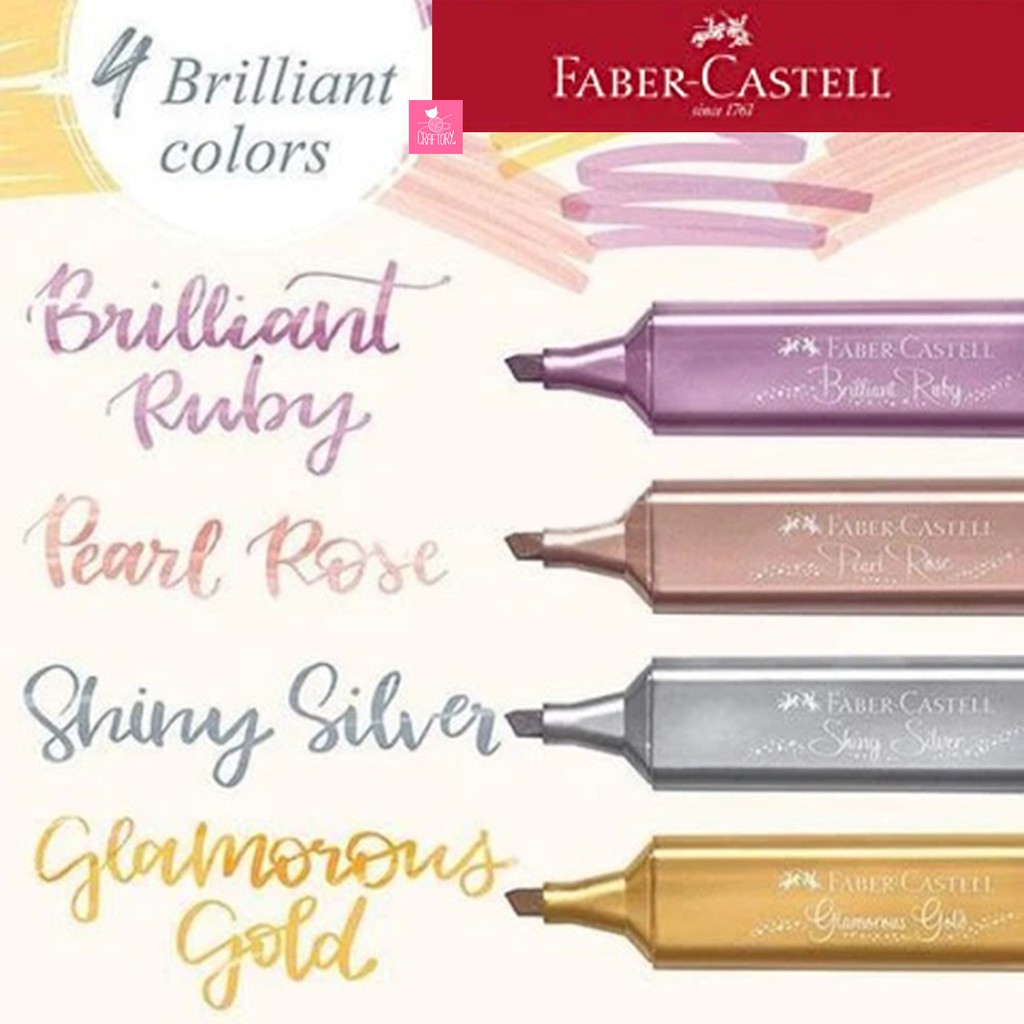 

Faber Castell Textliner 46 Metallic / Highlighter Scrapbook Journal Notes baru original berkilau