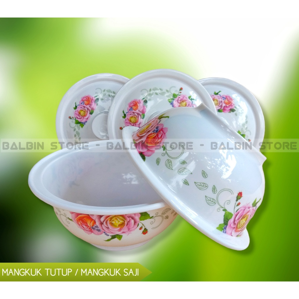 Turun harga 1 pcs mangkok tutup melamin - mangkuk bulat melamine tutup motif rose - mangkuk saji 8.inc - mangkuk tutup serba guna  - bahan melamin asli kualitas sni