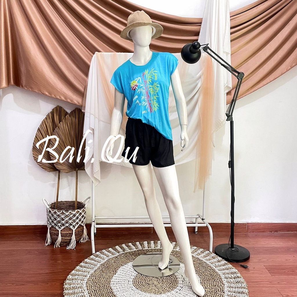 Baju Atasan Kaos Bambu Bali XL Kain Halus-BIRU MUDA