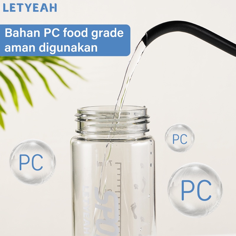 LetYeah 800ml Botol minum olahraga sport portable botol air sedotan outdoor /BPA free