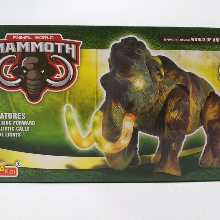 Mainan Anak Gajah Mammoth Animal World Robot Elephant Jalan Lampu