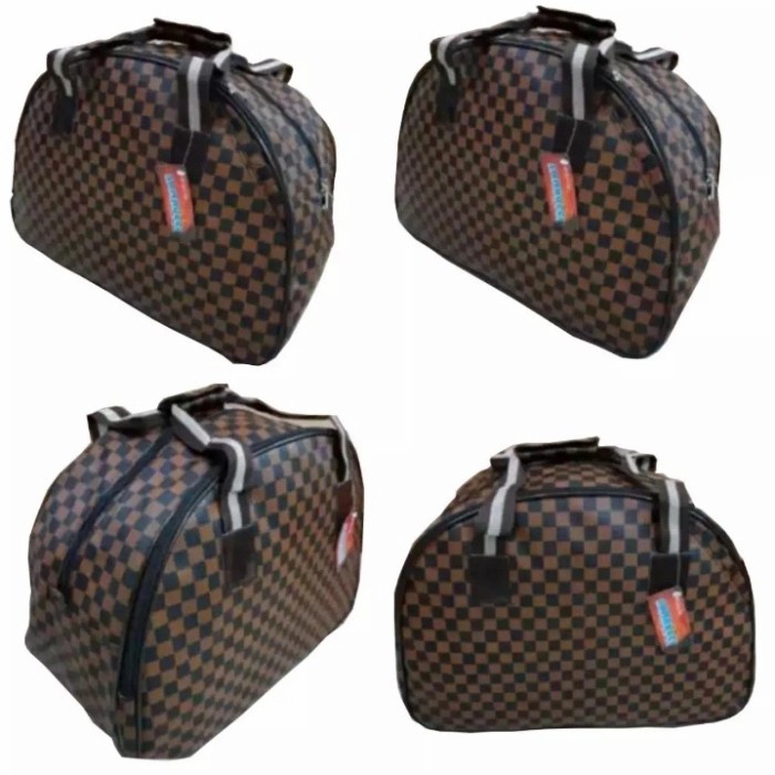 Tas Travel TAS Travel Bag Motip Catur Tas Baju Tas Pakaian Elle motip Bahan Impor coklat catur Tas B
