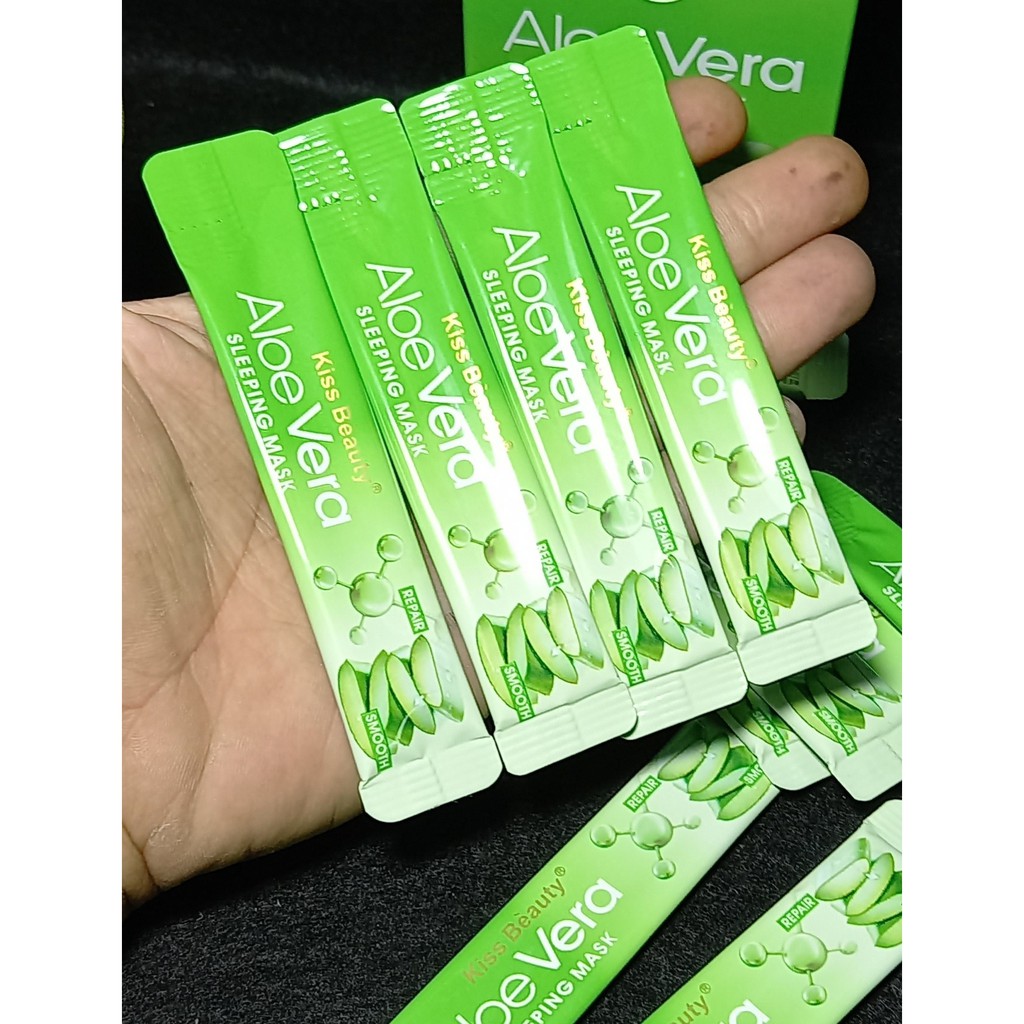 PROMO 1BOX ISI 20PCS SLEPING MASK KISS BEAUTY ALOEVERA