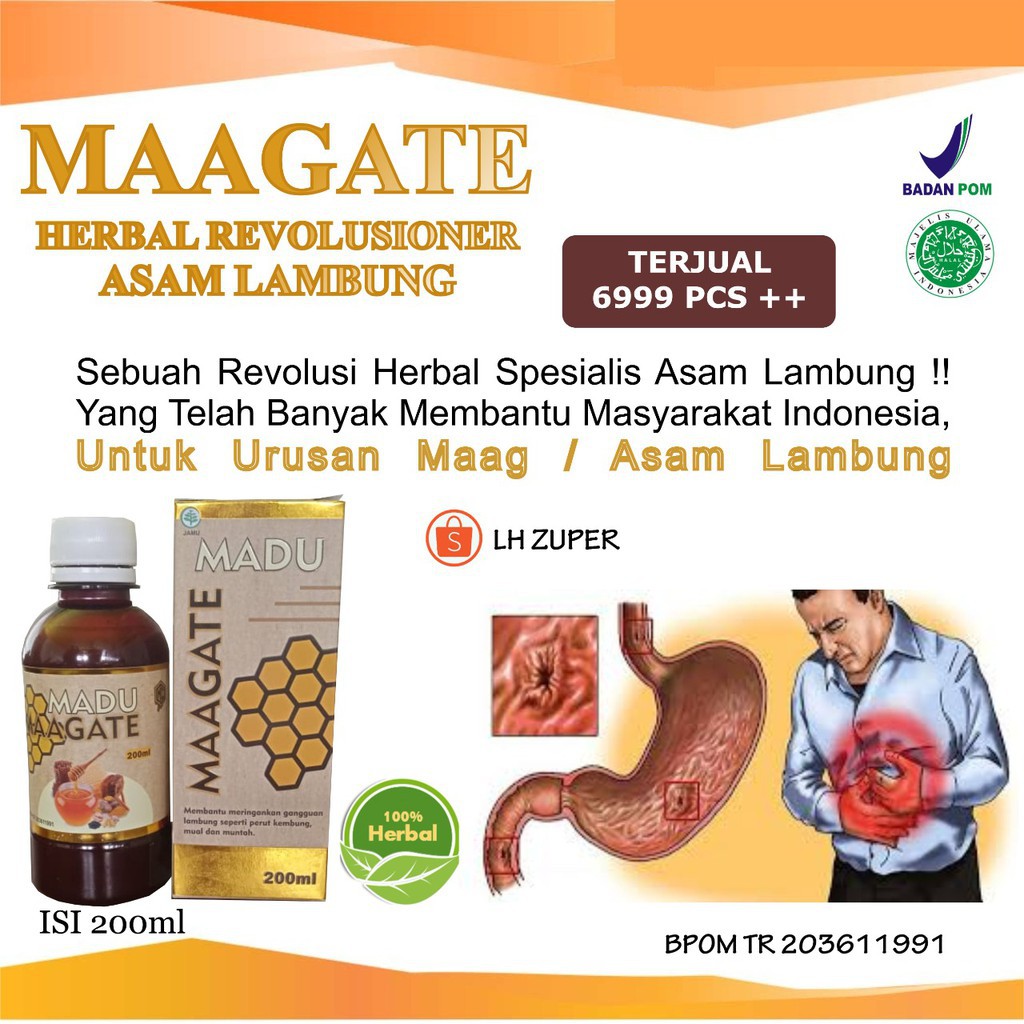 TERLARIS Maagate Obat Maag Kronis, Obat Asam Lambung Tinggi, Obat Infeksi Lambung Madu Madu Maag Ori