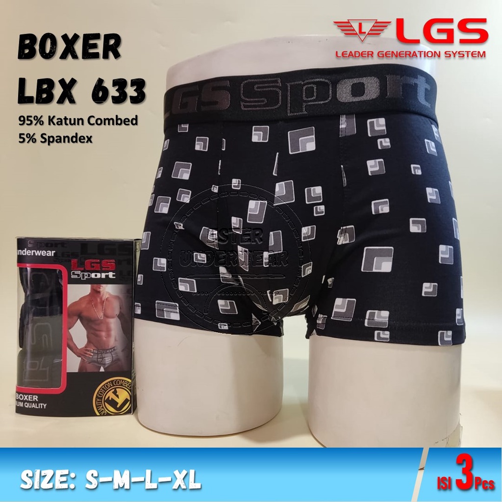 Celana Boxer Pria LGS 633 Isi 3Pcs |Boxer Pria Lgs Sport