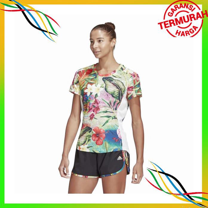 OLAHRAGA BAJU RUNNING ADIDAS WANITA FLORAL TEE W GK6970 BAYAR COD