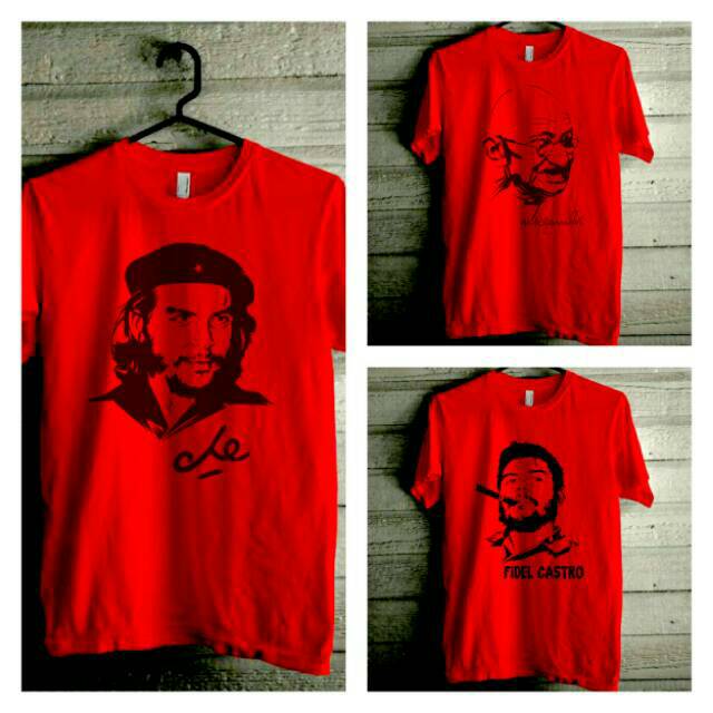 tshirt lengan pendek oneck kaos cotton combed 20s che guevara fidel castro john lennon