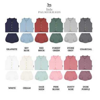 Little Palmerhaus Button Tee Kutung Sleeveless Setelan Kutung Set