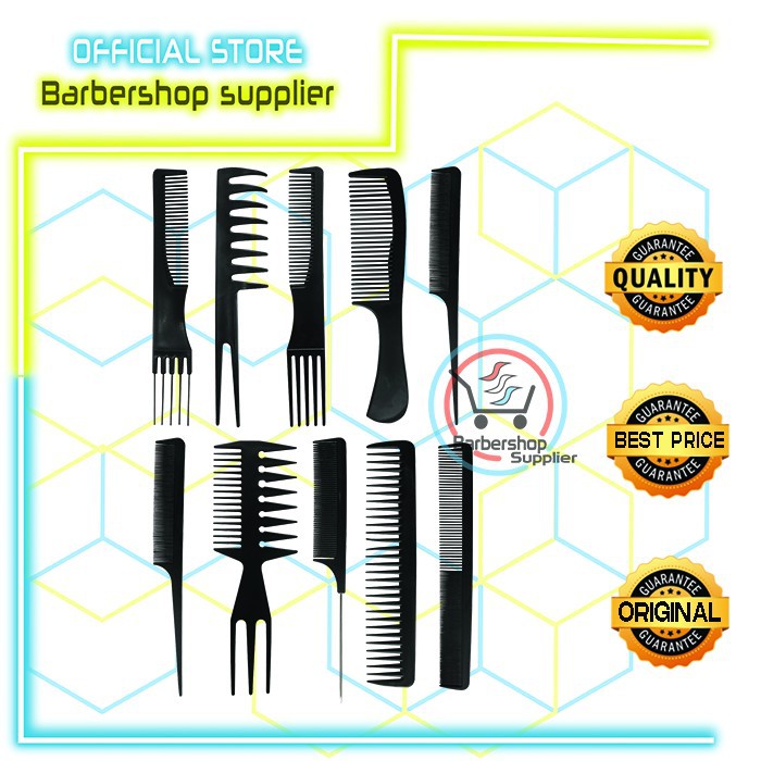 Sisir Comb Set Paket Bundling Isi10 Model murah Barber Pangkas