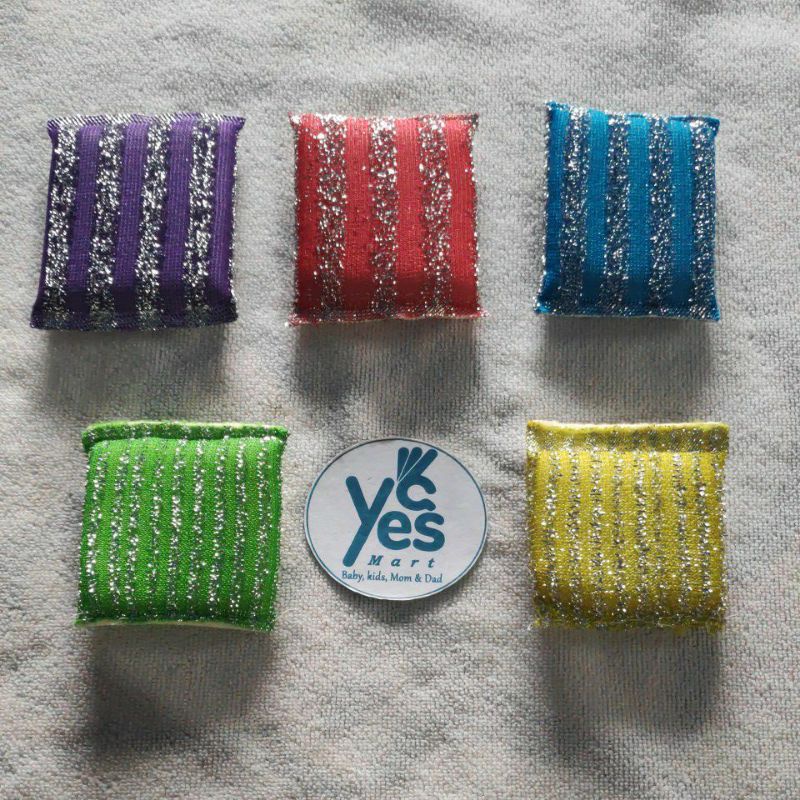 Spons Cuci Piring Serba Guna 1 PCS Warna Warni Sponge Metalic Spon Dapur Serbaguna Sabut Stainless Kawat