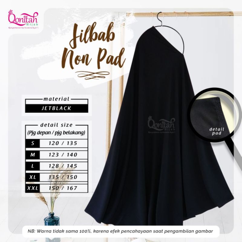 jilbab non pad jet black