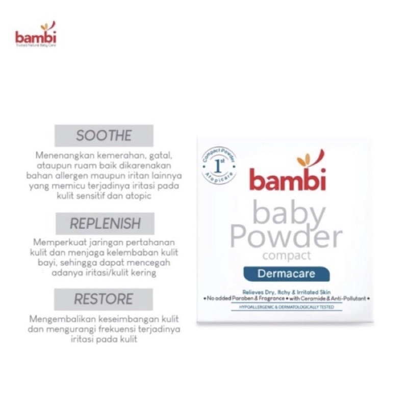 Bambi Baby Compact Powder Dermacare 40gr | Bedak Bayi