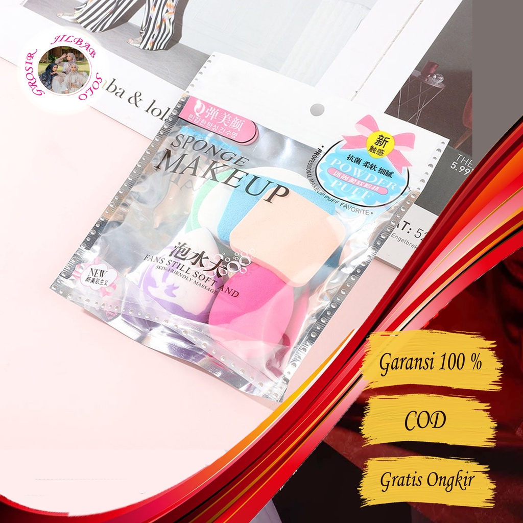 Set Spon Make UP 6 IN 1 - AC 119 - spons sponge spon sepons puff make up beauty beuty beuaty blender blend set bedak tabur mini padat alat peralatan paket make up make over perawatan kecantikan wajah pria wanita murah