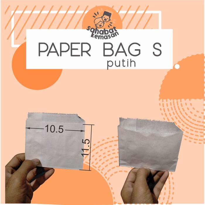 

NEW paper bag/fry bag untuk makanan coklat putih (S,M,L,XL) - Putih, S