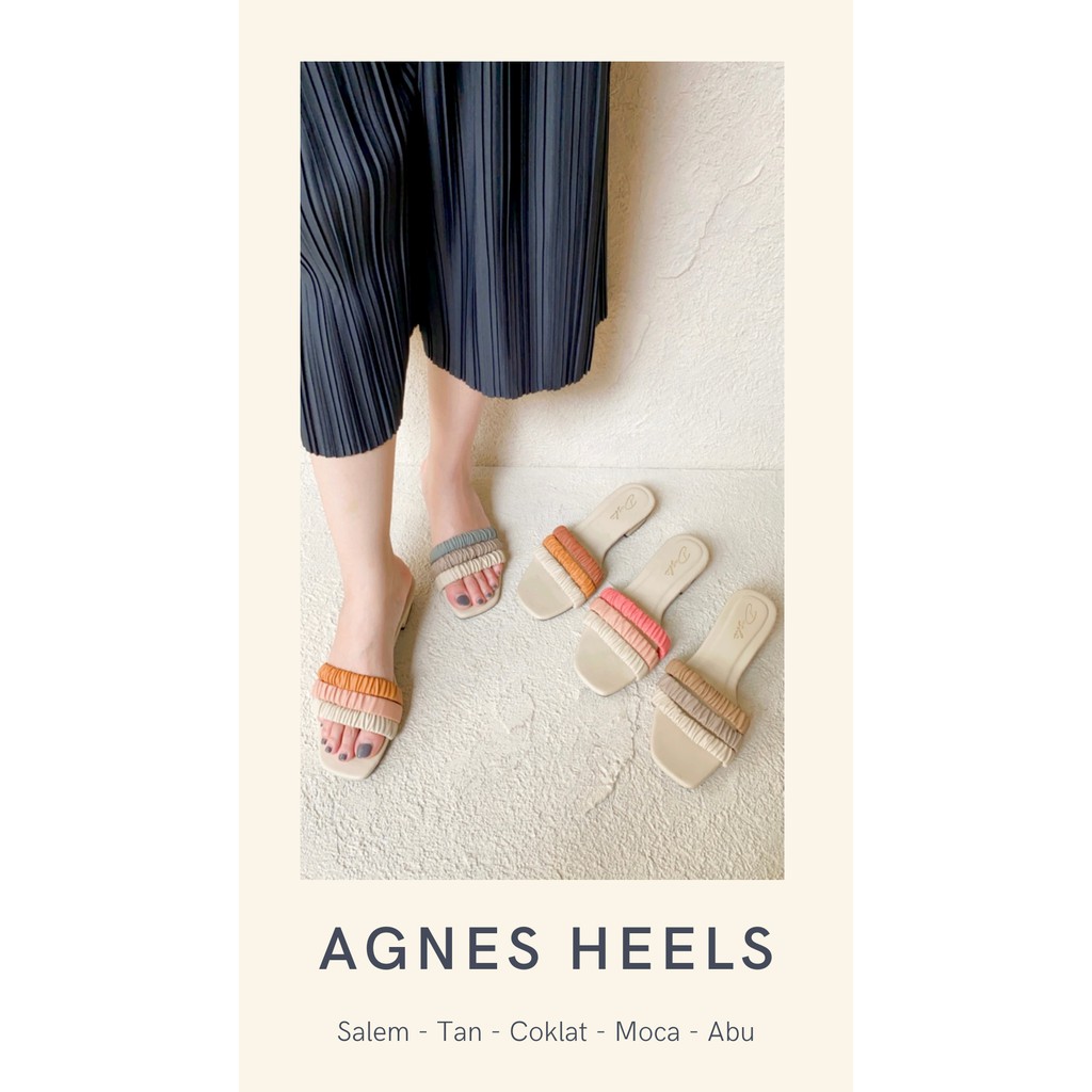 Agnes heels - Sandal kerut wanita hak tahu