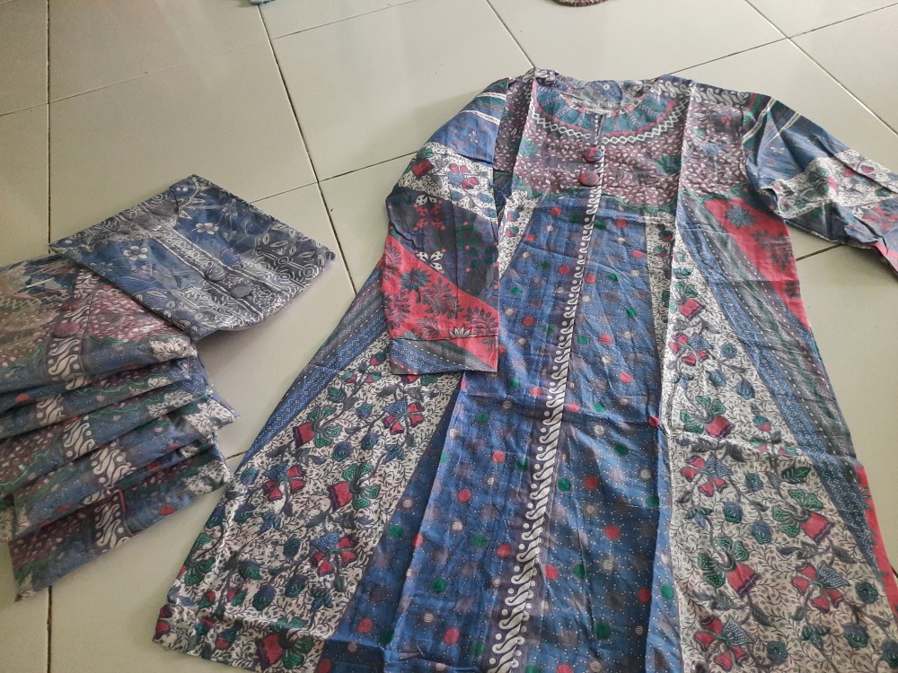 M-l-xl-xxl Batik Tunik Wanita Asj Sa Hrb026 Kenongo Pekalongan Sogan Tulis