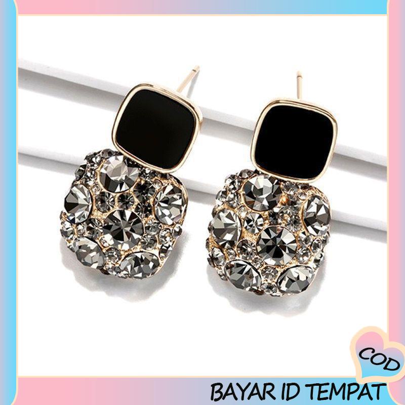 COD❤️ Anting Retro Mewah Siswa Perempuan Sederhana Temperamen Fashion Anting Murah Hati-A.one