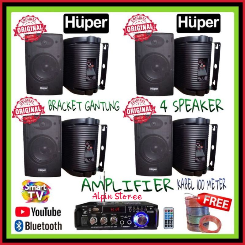 Jual HUPER 6,5 INCH 4 UNIT SOUND CAFE KANTORAN AMPLIFIER SMART TV