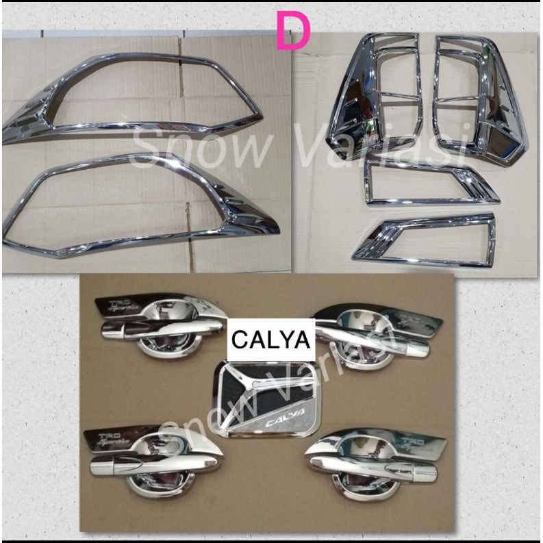 Paket Garnish Depan Belakang Outer Handle Tank Cover Calya Sigra TRD 2016 2022 2023 Hitam Chrome