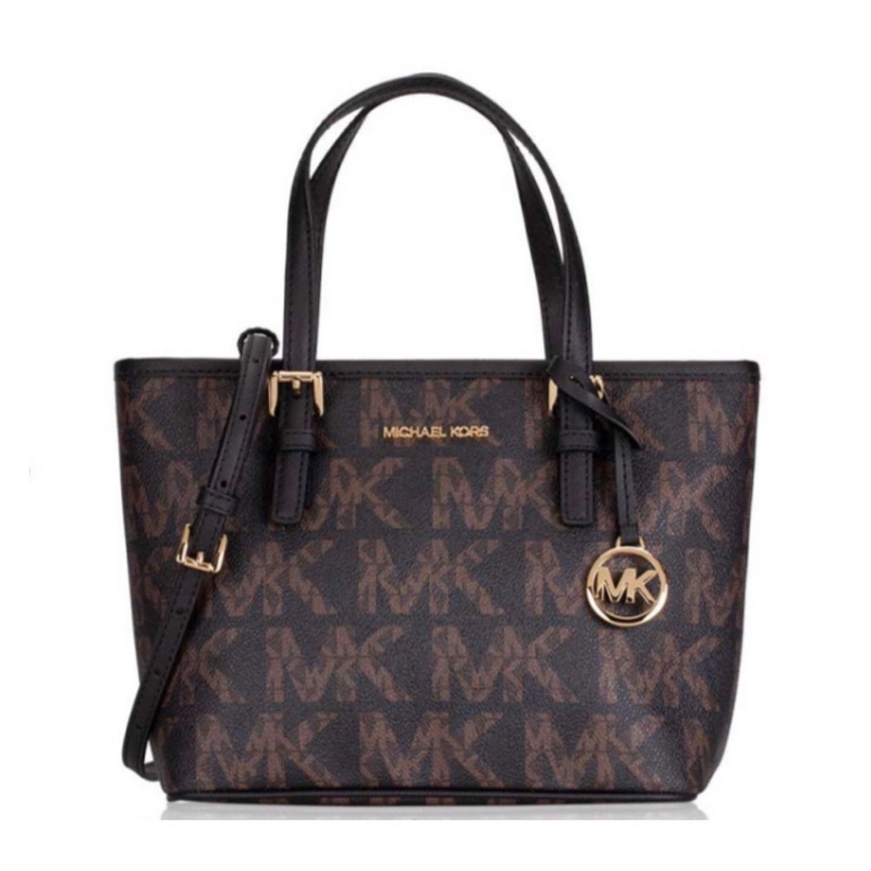 MK Jet Set Travel Crossbody Carryall convertible top zip tote black multi