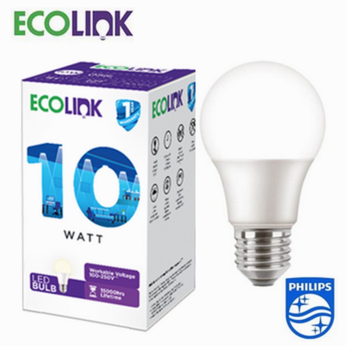 ECOLINK LAMPU BULB LED 10W E27 - 3000K (Warm White - Kuning)