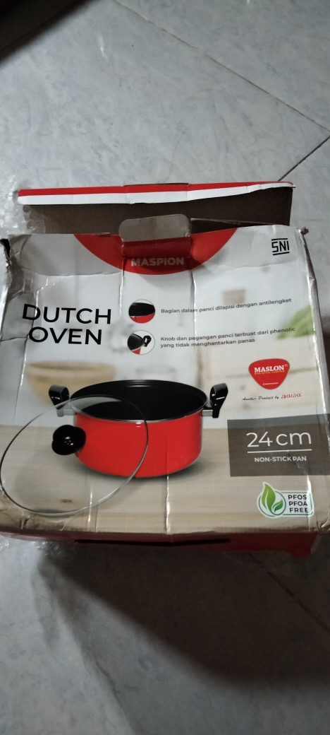 Maspion Blg Dutch Oven Panci Teflon Non-stick Anti Lengket Dutchoven 24 Cm - Merah