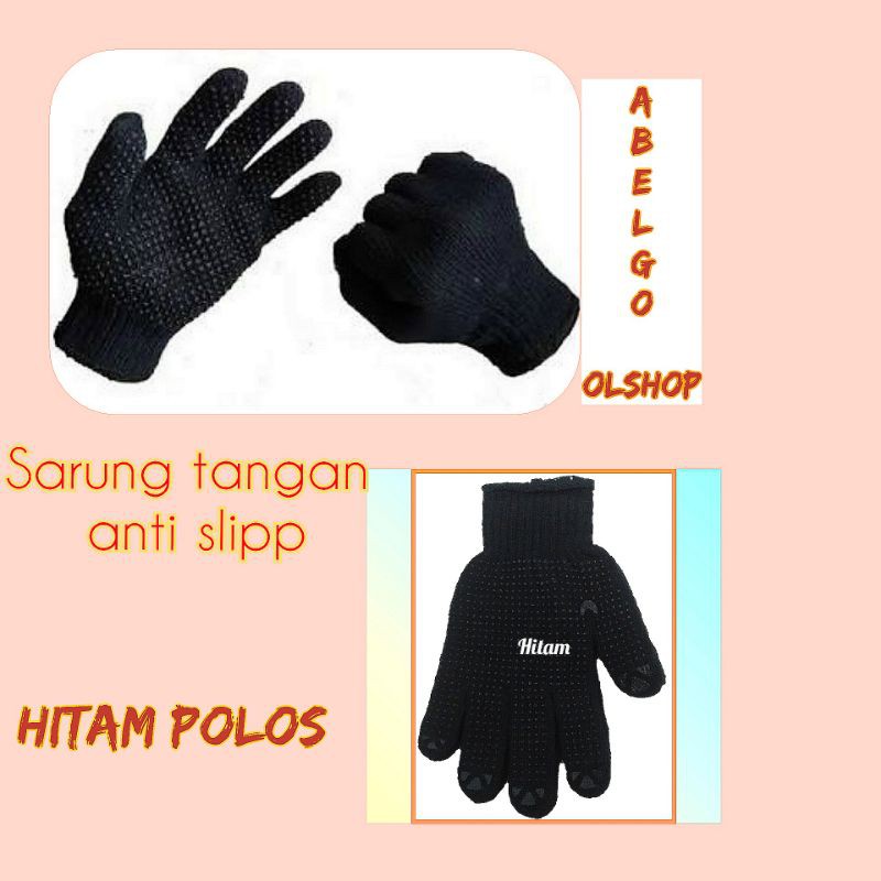 sarung tangan anti slipp hitam polos/sarung tangan motor/sarung tangan proyek