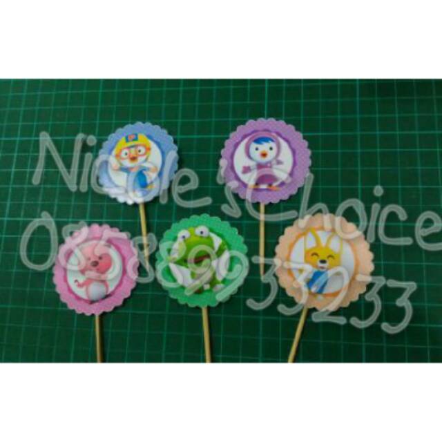 

Cupcakes topper pororo Tusukan hiasan kue ulang tahun pemeriah pesta Birthday party sesuai tema