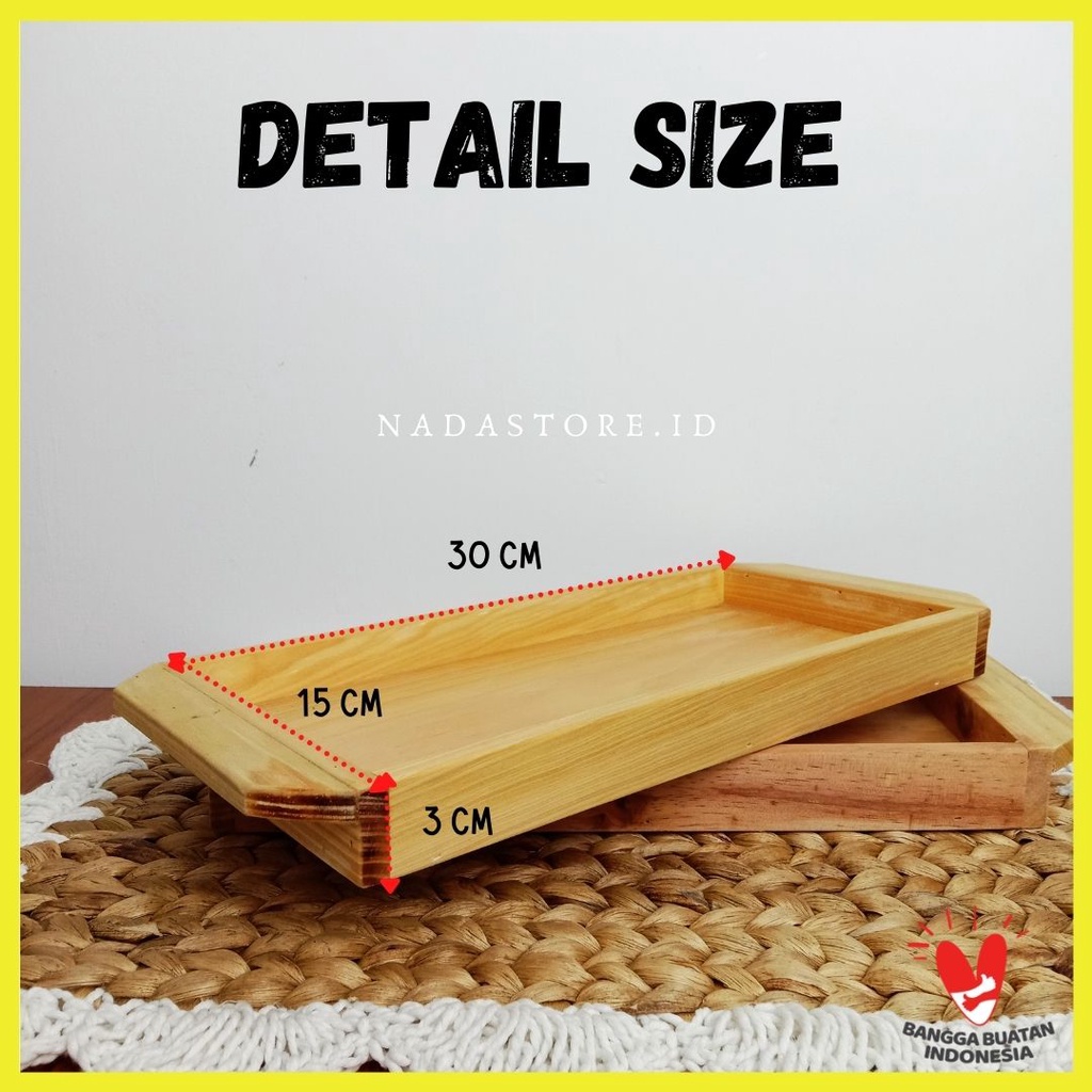 NADASTORE - Nampan Kayu / Tray Wooden Mini , Wooden Serving Tray 30 X 15 X 3 CM