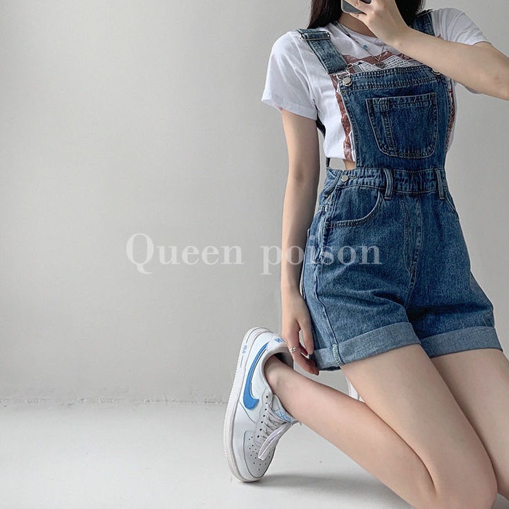 Suhao Fashion Kecil Tinggi Pinggang Denim Celana Panjang Musim Panas Slim Lurus Celana Panjang Santai Kaki Lebar Hot Pants