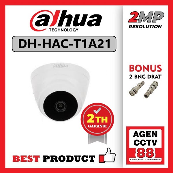 Kamera CCTV Indoor DAHUA 2MP DH-HAC-T1A21 1080p Bonus 2 BNC DRAT