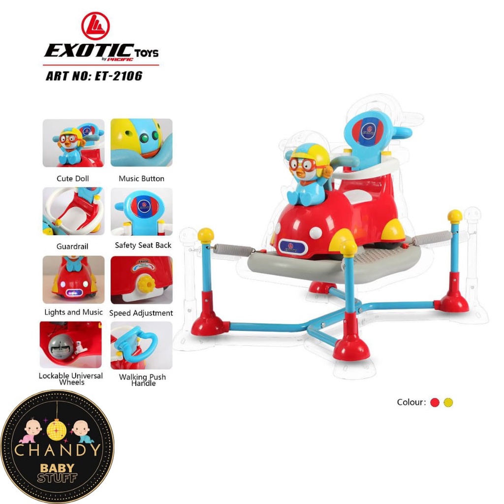 MAINAN ANAK MOBIL PORORO ROCKING CAR MULTIFUNGSI 4IN1 EXOTIC ET 2106