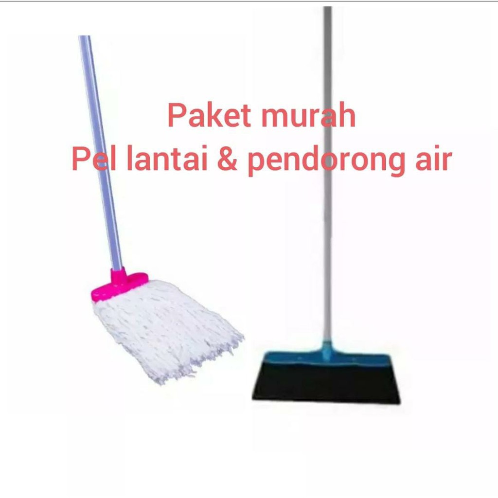 PAKET HEMAT 2 IN 1 PEL LANTAI DAN WIPER DORONGAN AIR GAGANG KAYU