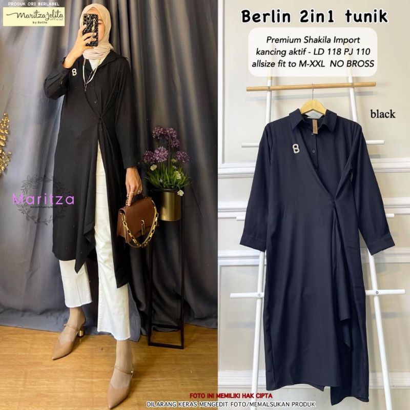 Fashion Muslim.  fashion wanita.  Atasan Wanita.  tunik wanita. Berlin 2 in 1 Tunik