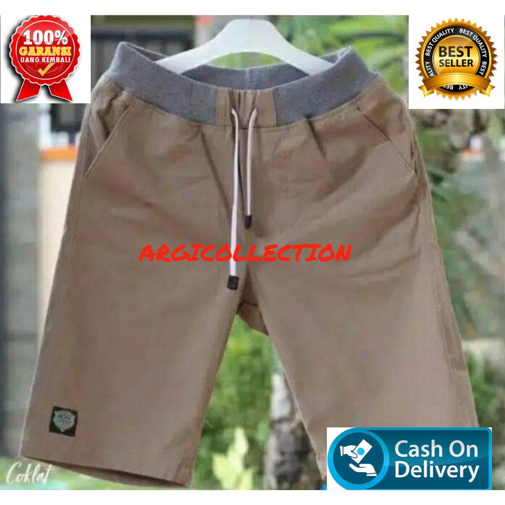 [BIG SIZE] CELANA CHINO PENDEK PRIA PINGGANG KARET / RIP KATUN TWILL PREMIUM SURFING SANTAI