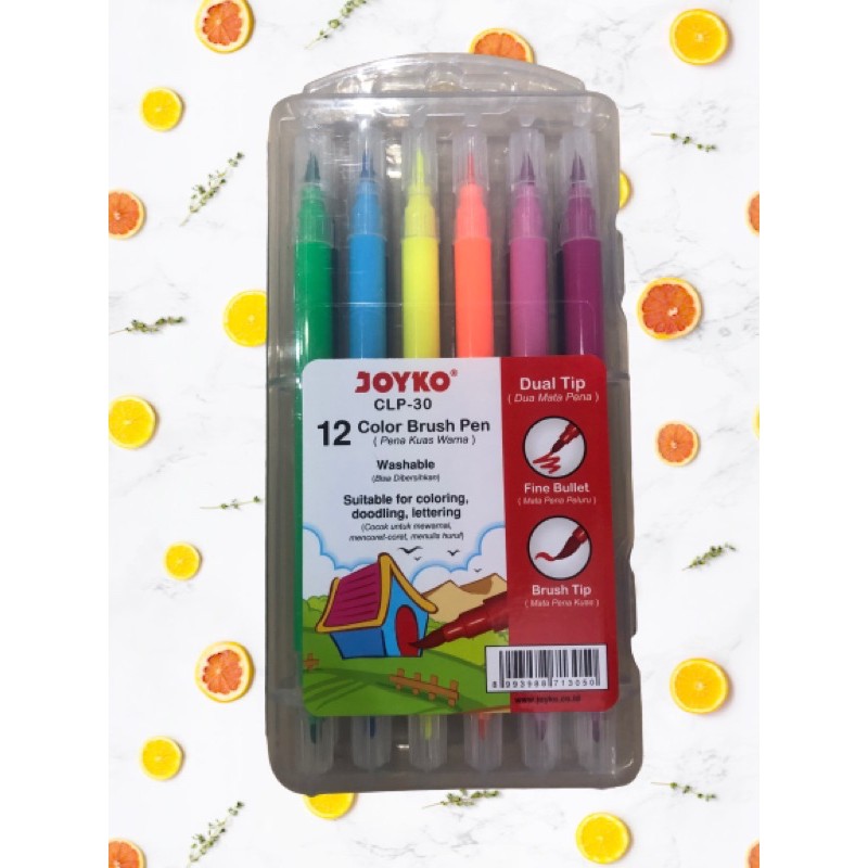 

CLP - 30 / Clp30 12 Color brush pen / Pena kuas warna Dual tip