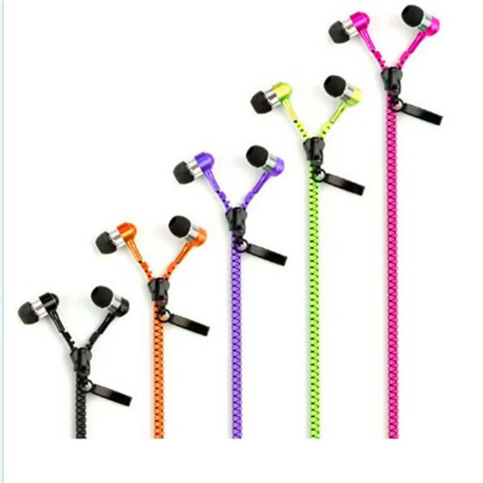 Headset Zipper Earphone Seleting Resleting Bass Handsfree + Mic Zipper Headphone Zipper Handsfree