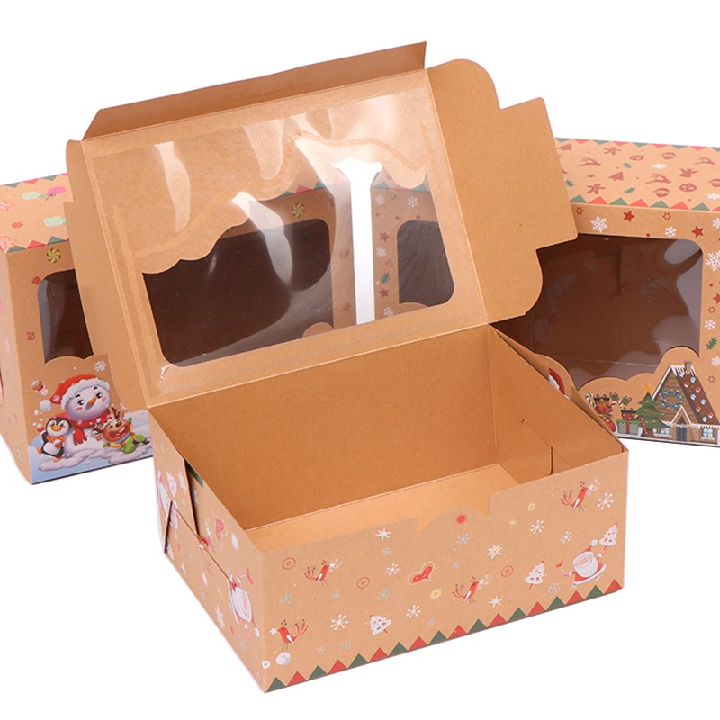 3 / 9 / 12pcs Kotak Hadiah Motif Snowflake Pohon Natal Polka Dot Untuk Natal