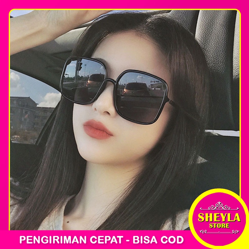 Kacamata Wanita Retro Square Oversized Anti Blue Light / Kaca mata Over size Korean Fashion Hitam Import Sunglasses / TV-127