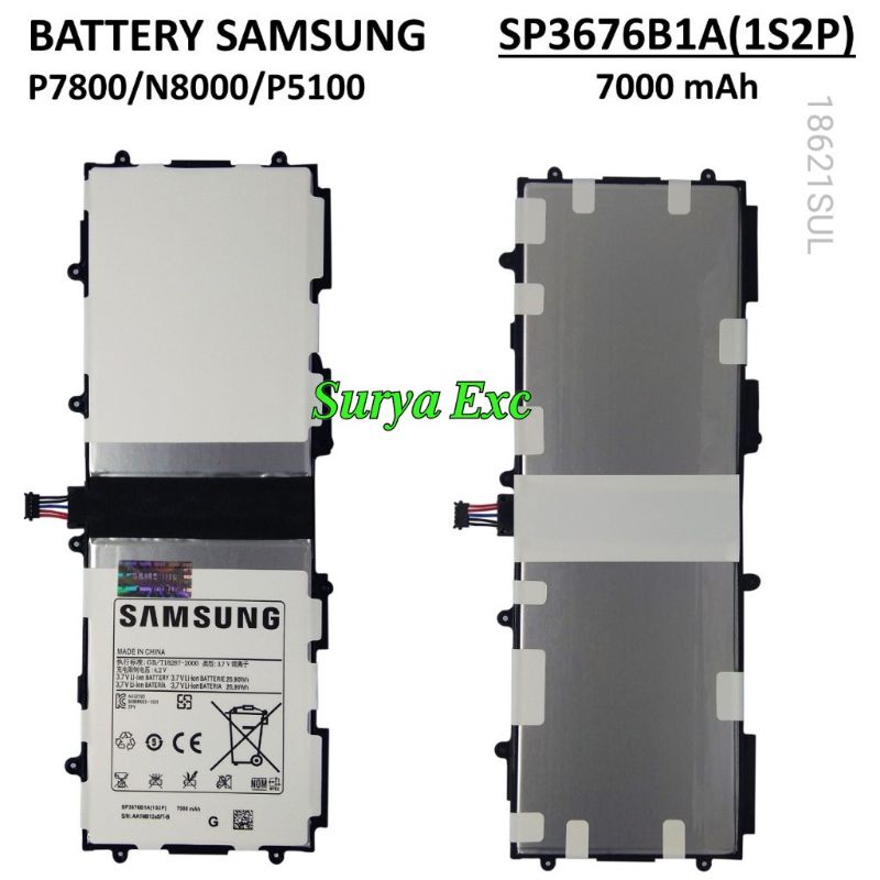 Baterai Samsung Galaxy Tablet Tab P7800 N8100 P5100 Model Sp3676B1A(1S2P) ORI