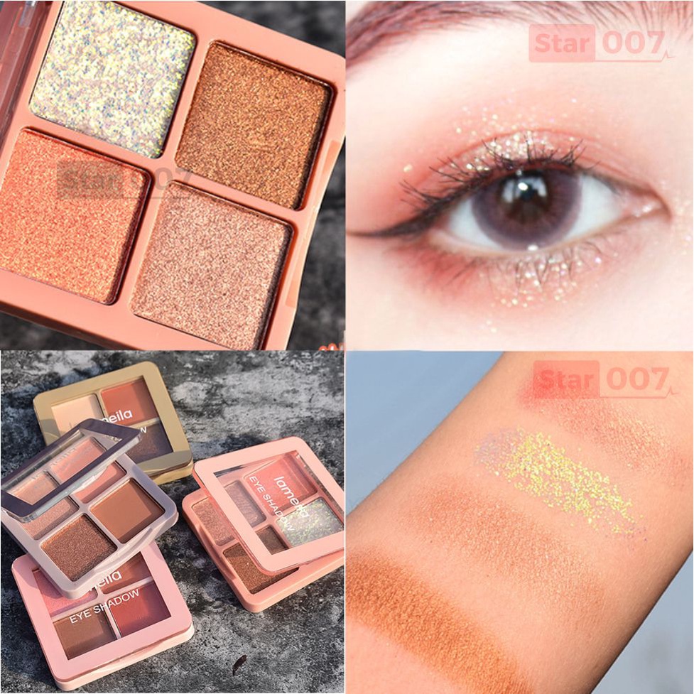 [COD] Termurah 4 WARNA Lameila Eyeshadow Glitter Eyeshadow Matte Hearbeat 4 Pallete Tahan Lama 5086/Eyeshadaw Murah/Eyeshadaw Waterfoop