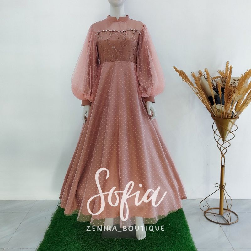 SOFIA GAUN pesta pengantin mewah tulle bordir dan tulle dot / baju kondangan / prewedding / lamaran / wisuda / wedding bisa dipesan couple / tersedia ukuran kecil hingga jumbo