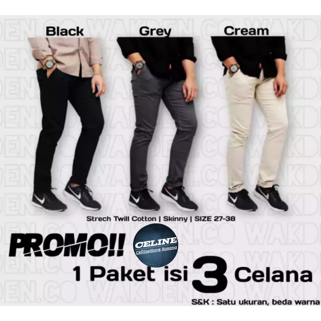 PROMO!!! CELANA CHINOS / CELANA MURAH MERIAH / 1 PAKET 3 CELANA / CELANA CHINOS PANJANG PRIA / CELANA TERPOPULER 2021 / Lubuak Denim