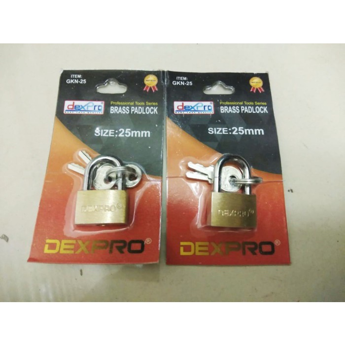 PTMndri - Gembok kecil kuning untuk tas / Kunci koper ukuran 25 mm DEXPRO